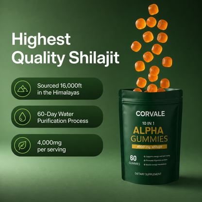Corvale 10-in-1 Alpha Shilajit Gummies
