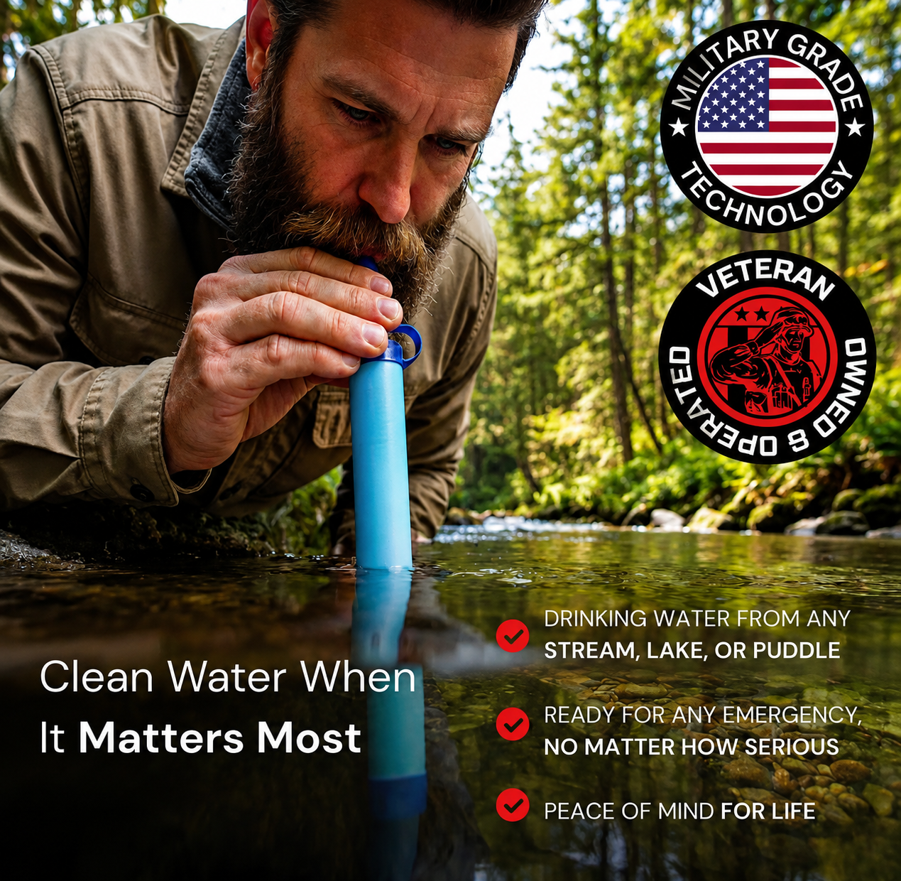 MK1 Emergency Water Filter Straw (400 gal)